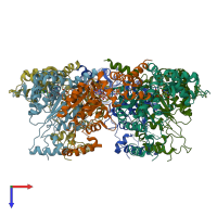 PDB entry 6qi8 coloured by chain, top view.