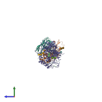 PDB entry 6qig coloured by chain, side view.
