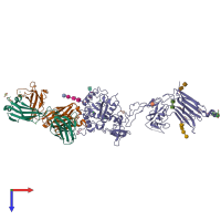 PDB entry 6qig coloured by chain, top view.
