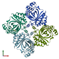 PDB entry 6qjc coloured by chain, front view.