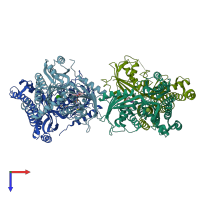 PDB entry 6qje coloured by chain, top view.