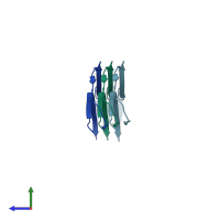 PDB entry 6qjh coloured by chain, side view.