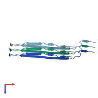 PDB entry 6qjh coloured by chain, top view.