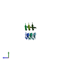 PDB entry 6qjq coloured by chain, side view.