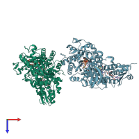 PDB entry 6qkr coloured by chain, top view.