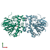 PDB entry 6qku coloured by chain, front view.