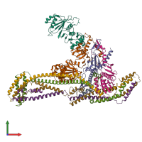 PDB entry 6qlf coloured by chain, front view.