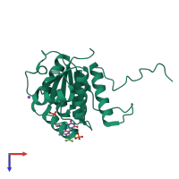 PDB entry 6qlh coloured by chain, top view.