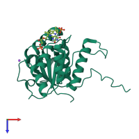 PDB entry 6qlk coloured by chain, top view.