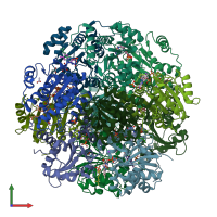 PDB entry 6qlv coloured by chain, front view.