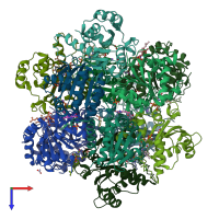 PDB entry 6qlv coloured by chain, top view.