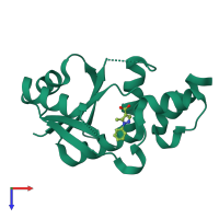 PDB entry 6qmi coloured by chain, top view.