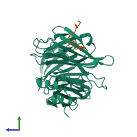 PDB entry 6qnn coloured by chain, side view.