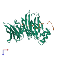PDB entry 6qnn coloured by chain, top view.