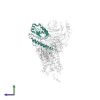 Guanine nucleotide-binding protein G(i) subunit alpha-1 in PDB entry 6qno, assembly 1, side view.
