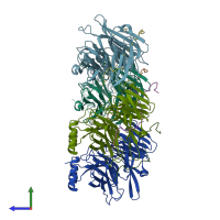 PDB entry 6qnp coloured by chain, side view.