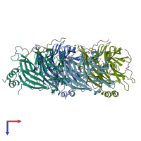 PDB entry 6qnp coloured by chain, top view.