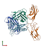 PDB entry 6qnt coloured by chain, front view.