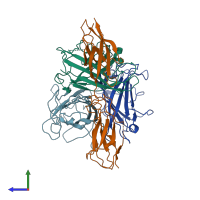 PDB entry 6qnt coloured by chain, side view.