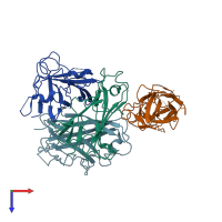 PDB entry 6qnt coloured by chain, top view.