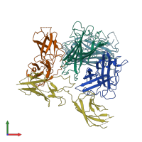PDB entry 6qnu coloured by chain, front view.