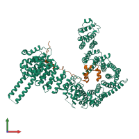 PDB entry 6qnx coloured by chain, front view.