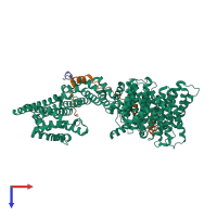 PDB entry 6qnx coloured by chain, top view.