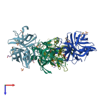 PDB entry 6qoy coloured by chain, top view.