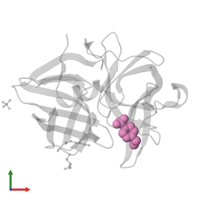 <div class='caption-body'>PDB entry 6qoy contains 1 copy of 4-(2-AMINOETHYL)BENZENESULFONYL FLUORIDE in assembly 2. This small molecule is highlighted and viewed from the front.</div>