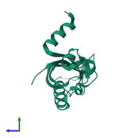 PDB entry 6qpj coloured by chain, side view.