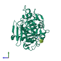 PDB entry 6qpr coloured by chain, side view.