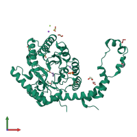 PDB entry 6qrs coloured by chain, front view.