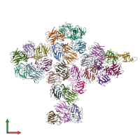 PDB entry 6qt9 coloured by chain, front view.