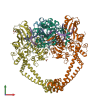 PDB entry 6qtk coloured by chain, front view.