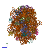 PDB entry 6qul coloured by chain, side view.