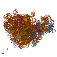 PDB entry 6qul coloured by chain, top view.