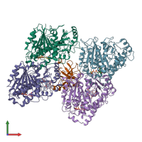 PDB entry 6quy coloured by chain, front view.