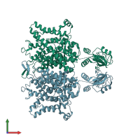 PDB entry 6qvb coloured by chain, front view.