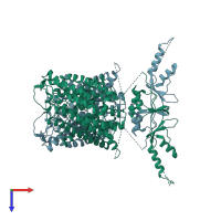 PDB entry 6qvb coloured by chain, top view.