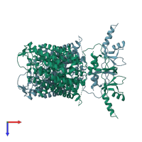 PDB entry 6qvc coloured by chain, top view.