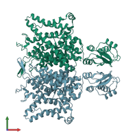 PDB entry 6qvd coloured by chain, front view.