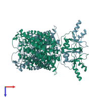 PDB entry 6qvd coloured by chain, top view.