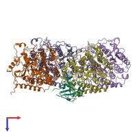 PDB entry 6qvj coloured by chain, top view.