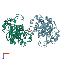 PDB entry 6qvs coloured by chain, top view.
