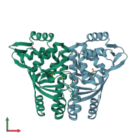 PDB entry 6qvy coloured by chain, front view.