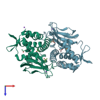 PDB entry 6qvy coloured by chain, top view.