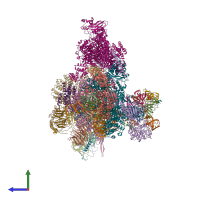 PDB entry 6qw6 coloured by chain, side view.