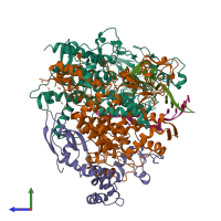 PDB entry 6qwl coloured by chain, side view.