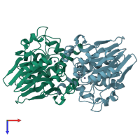 PDB entry 6qwo coloured by chain, top view.