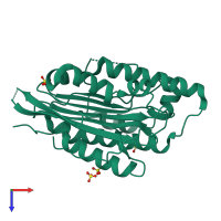 PDB entry 6qwq coloured by chain, top view.